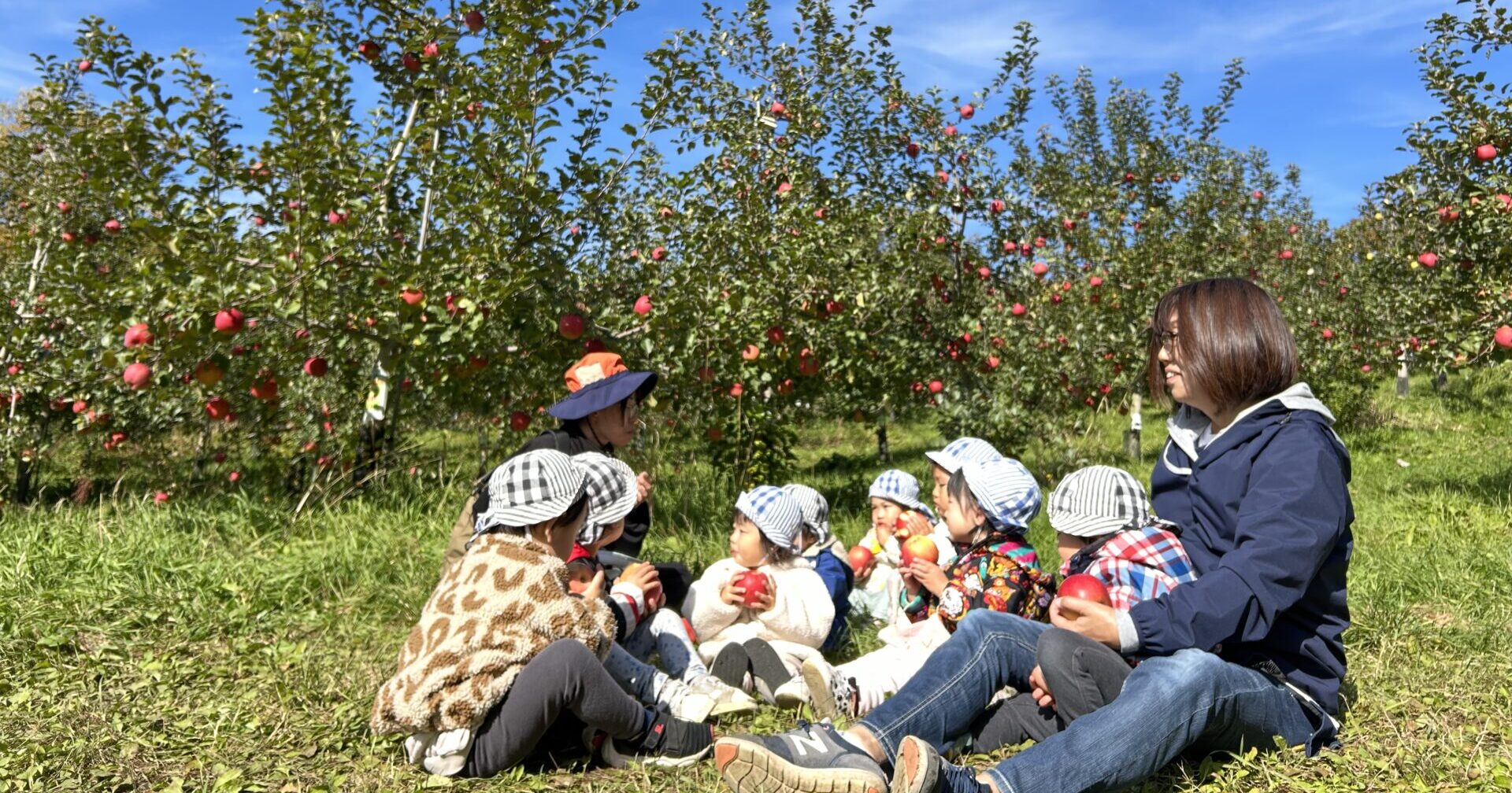 みんなでりんごがり